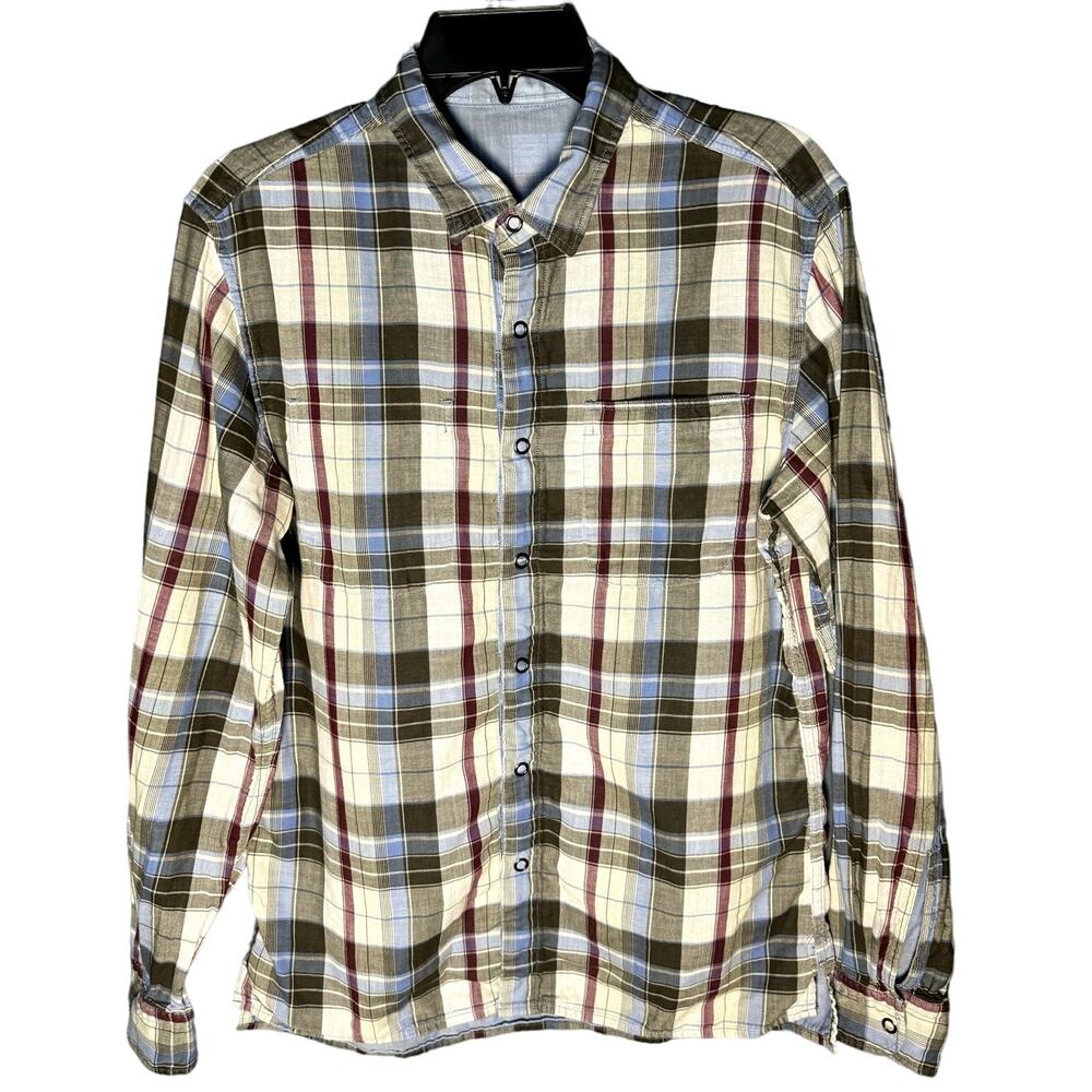 Men's multicolor Plaid long sleeve button front shirt size medium